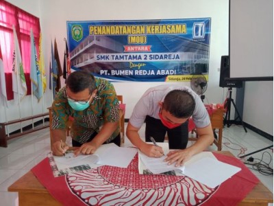 Penandatanganan Perjanjian Kerjasama (MoU) antara SMK Tamtama 2 Sidareja dengan PT.Bumen Redja Abadi